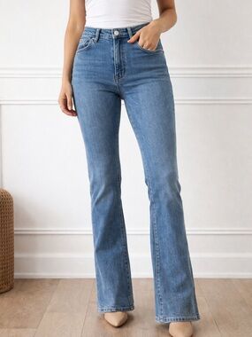 NWT The Noli Shop Wide Leg Jeans Size 30 High Rise Medium Wash Premium Denim